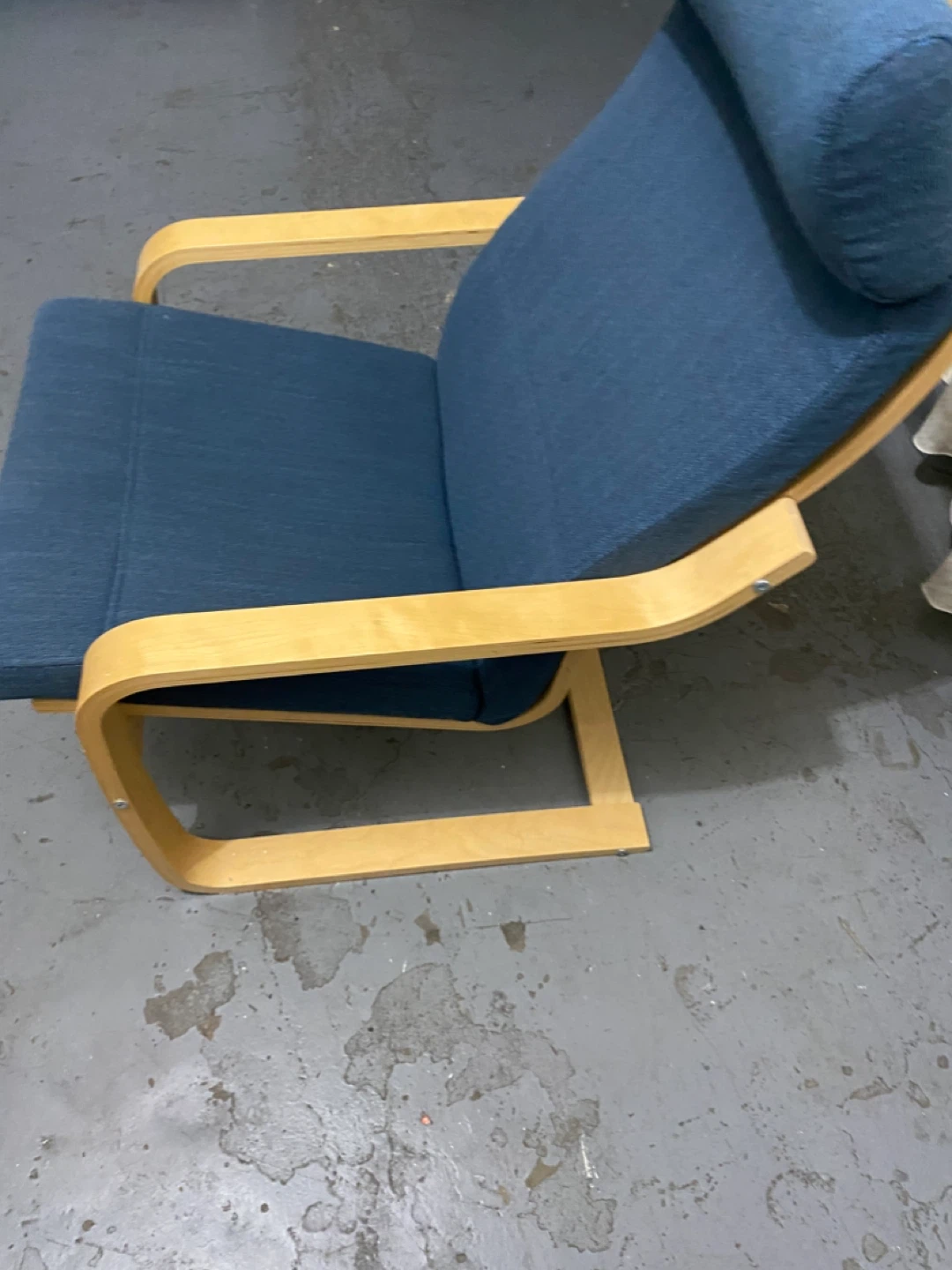Blue Accent Chair with Wooden Frame - photo 4