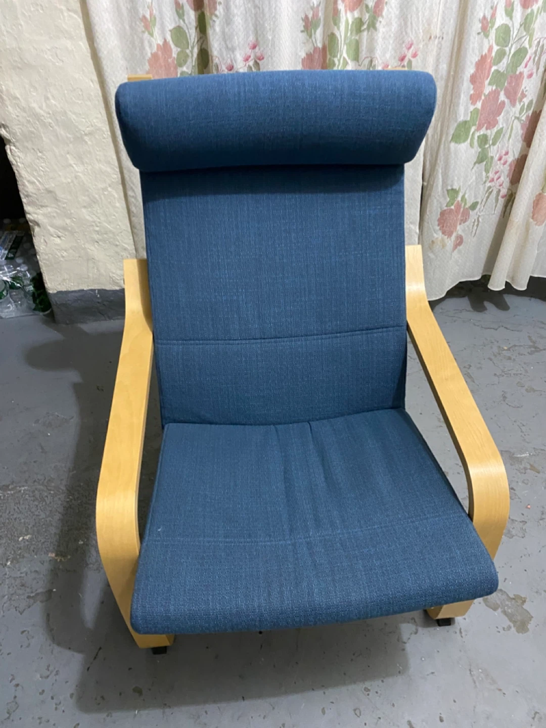 Blue Accent Chair with Wooden Frame - photo 2