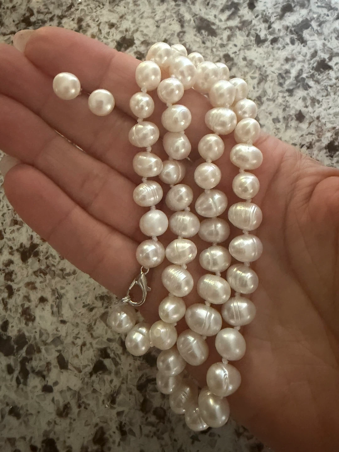 New real pearl necklace earrings