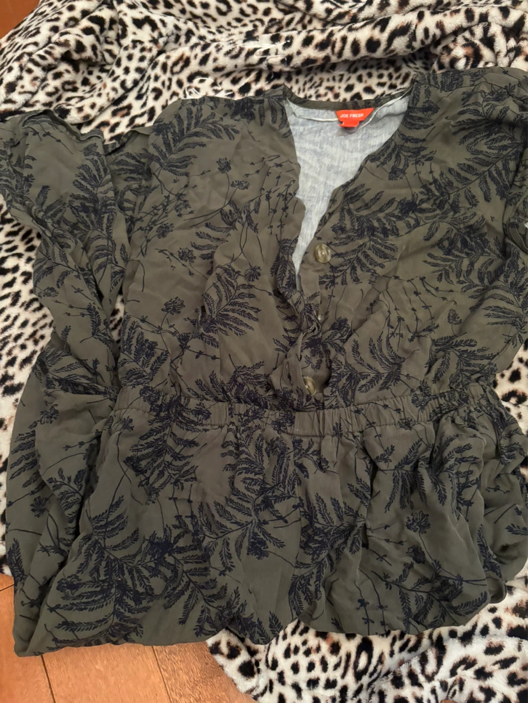 Joe Fresh Women's Green Floral Print Jumpsuit M/M