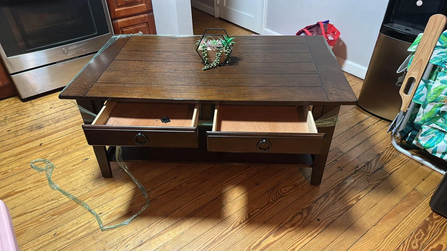 Dark Wood Coffee Table with Drawers
