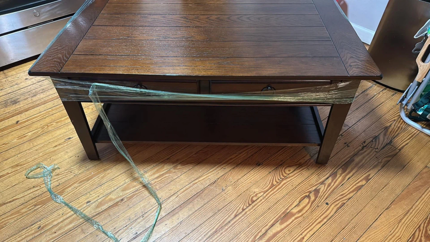 Dark Wood Coffee Table with Drawers - photo 2