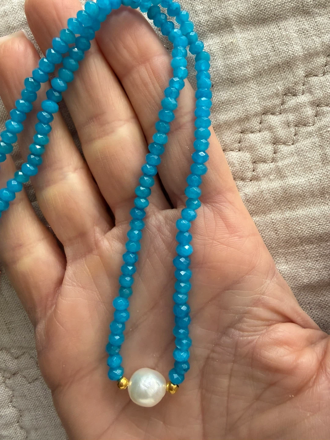 New Real gemstone pearl necklace
