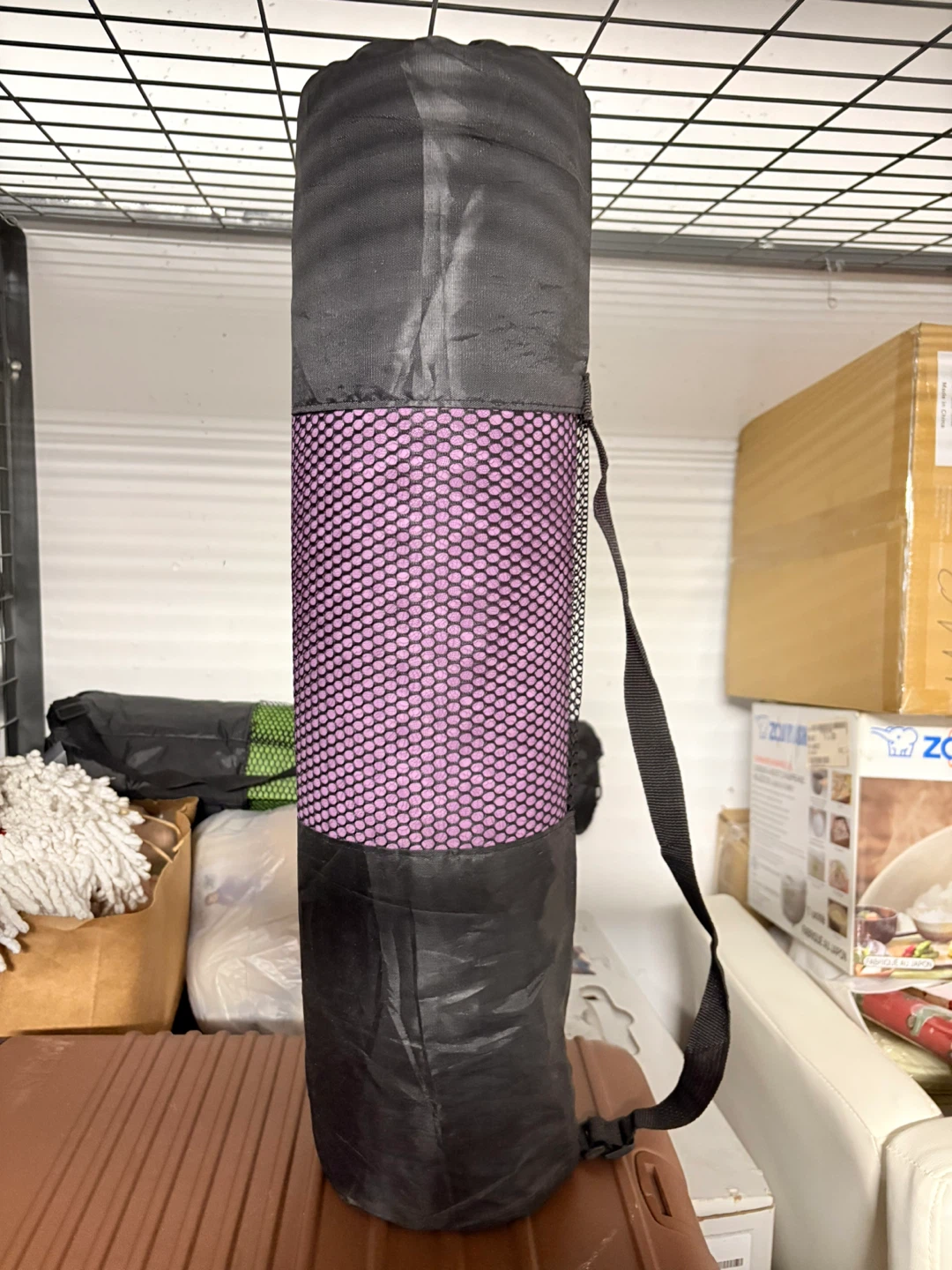1/4 inch Purple/Pink Yoga Mat with carrying strap