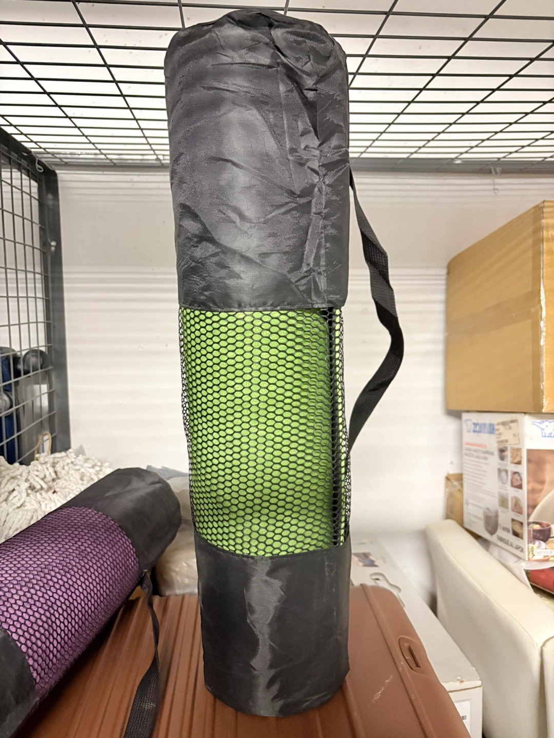 1/4 inch Green/Black Yoga Mat with carrying strap