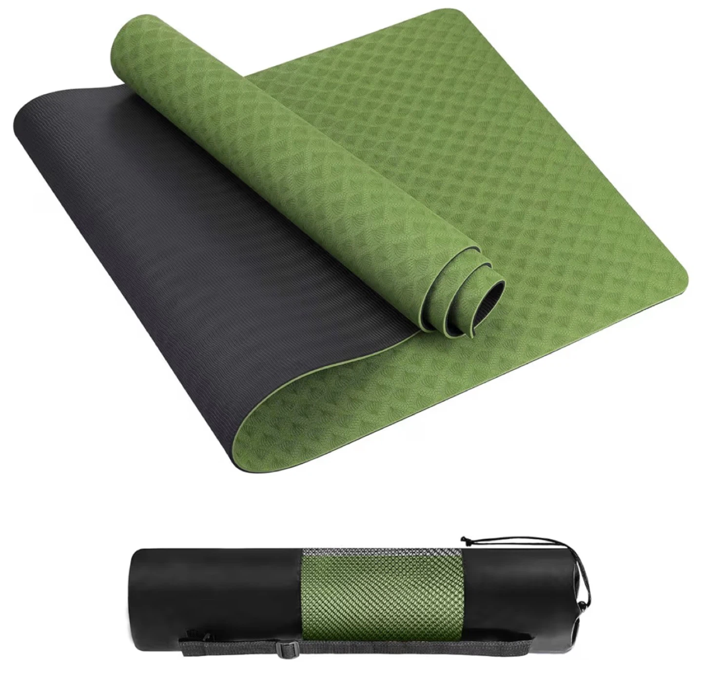 1/4 inch Green/Black Yoga Mat with carrying strap - photo 2