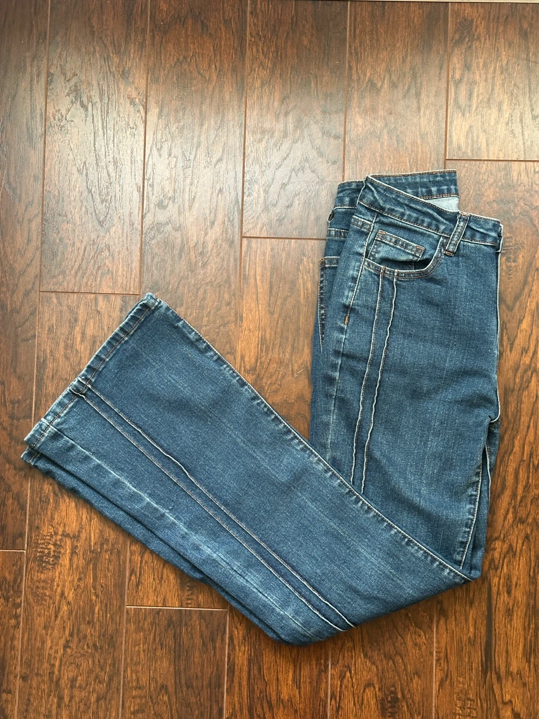 Women's Blue Washed Flare Jeans
