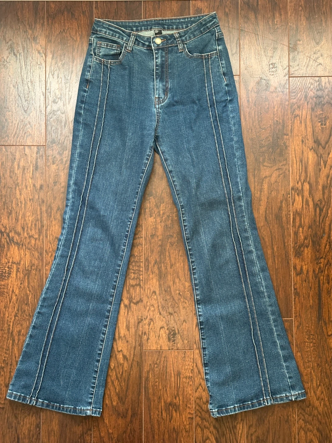Women's Blue Washed Flare Jeans - photo 2