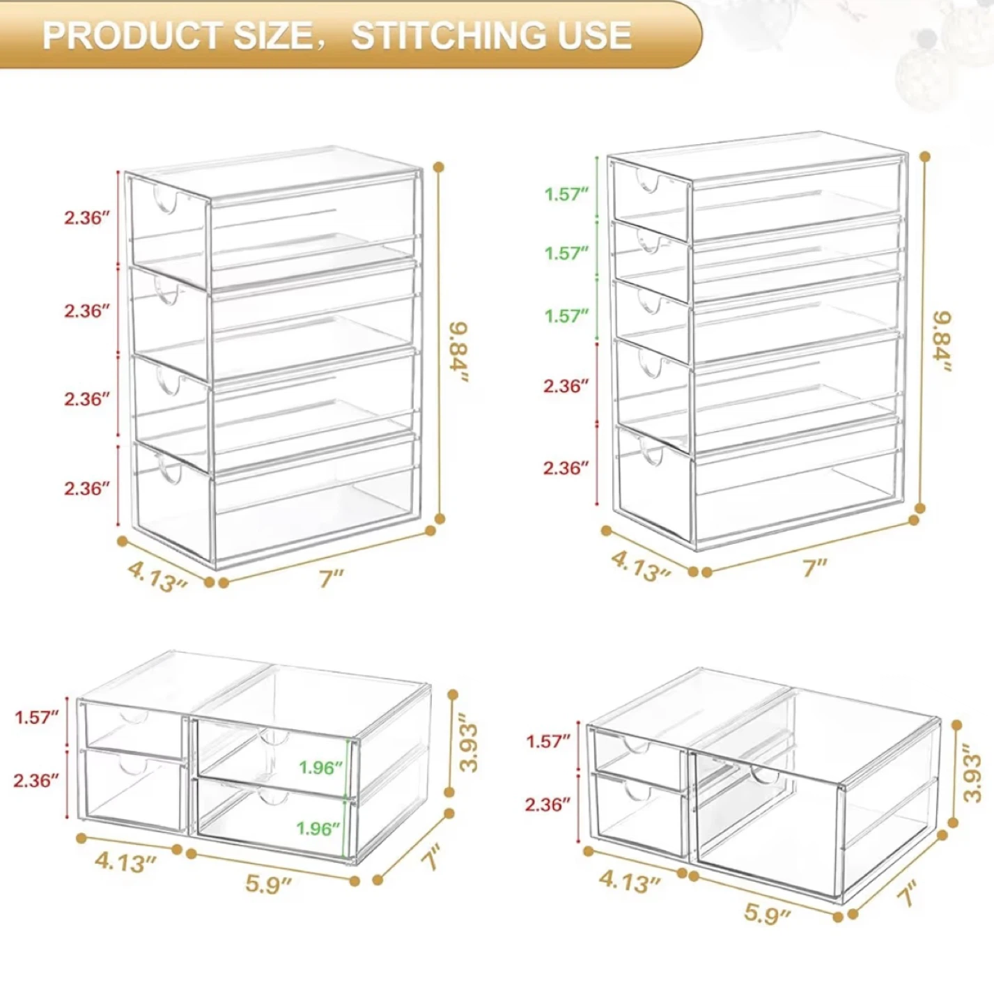 Clear Plastic Drawer Organizer Set - photo 5