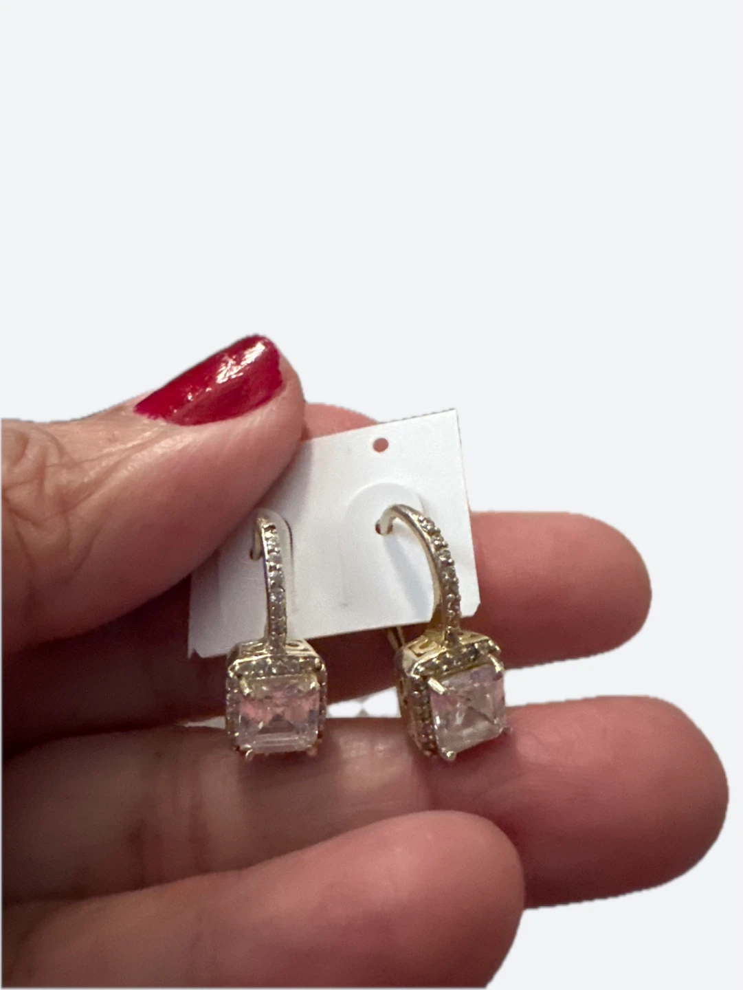 Gold laminated Stud Earrings with Clear Stones
