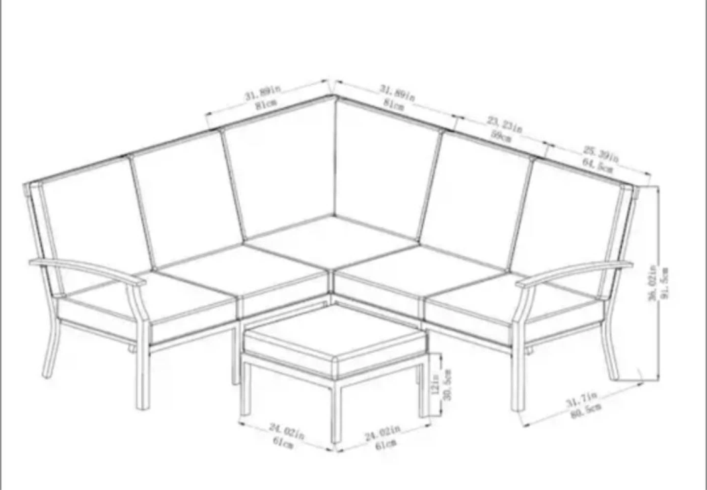 6pc outdoor sectional sofa BRAND New in the box MSRP $2,098 - photo 2