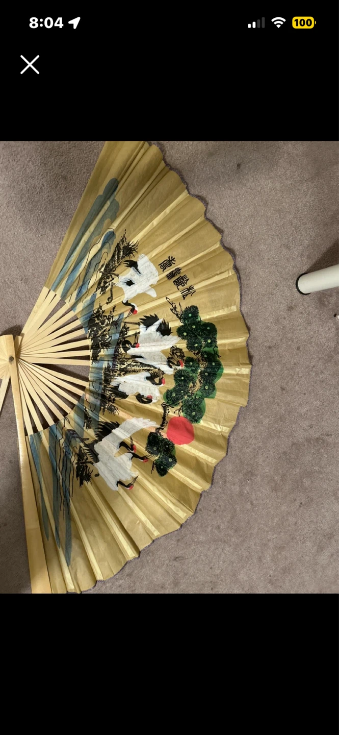 Decorative Folding Fan with Cranes