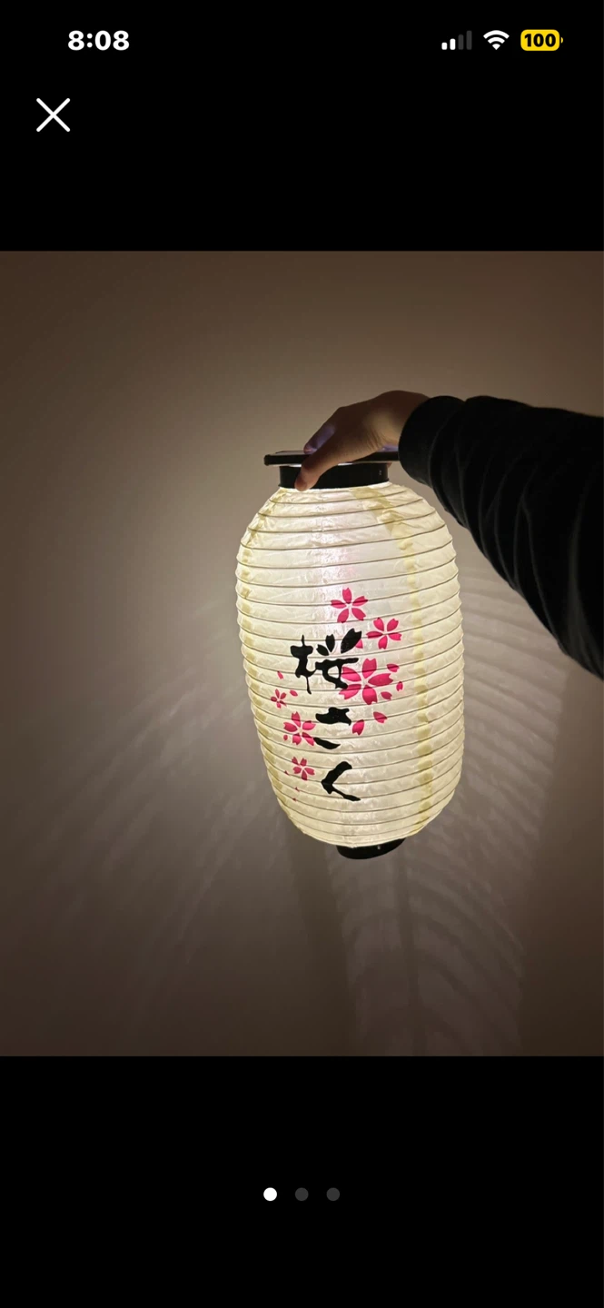 Japanese Paper Lantern with Cherry Blossoms