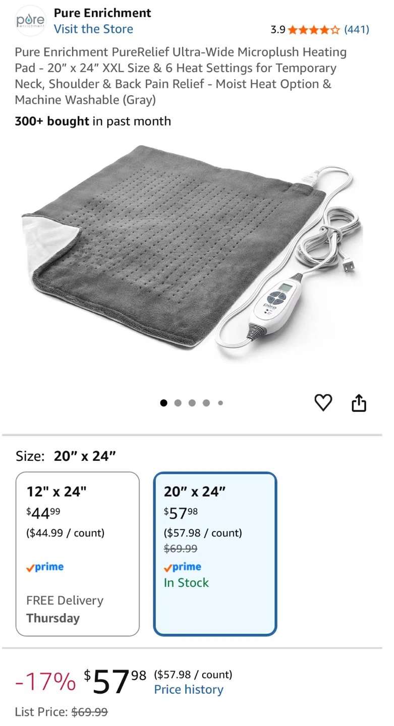 Heating Pad XXL Size & 6 Heat Settings - Grey - photo 5
