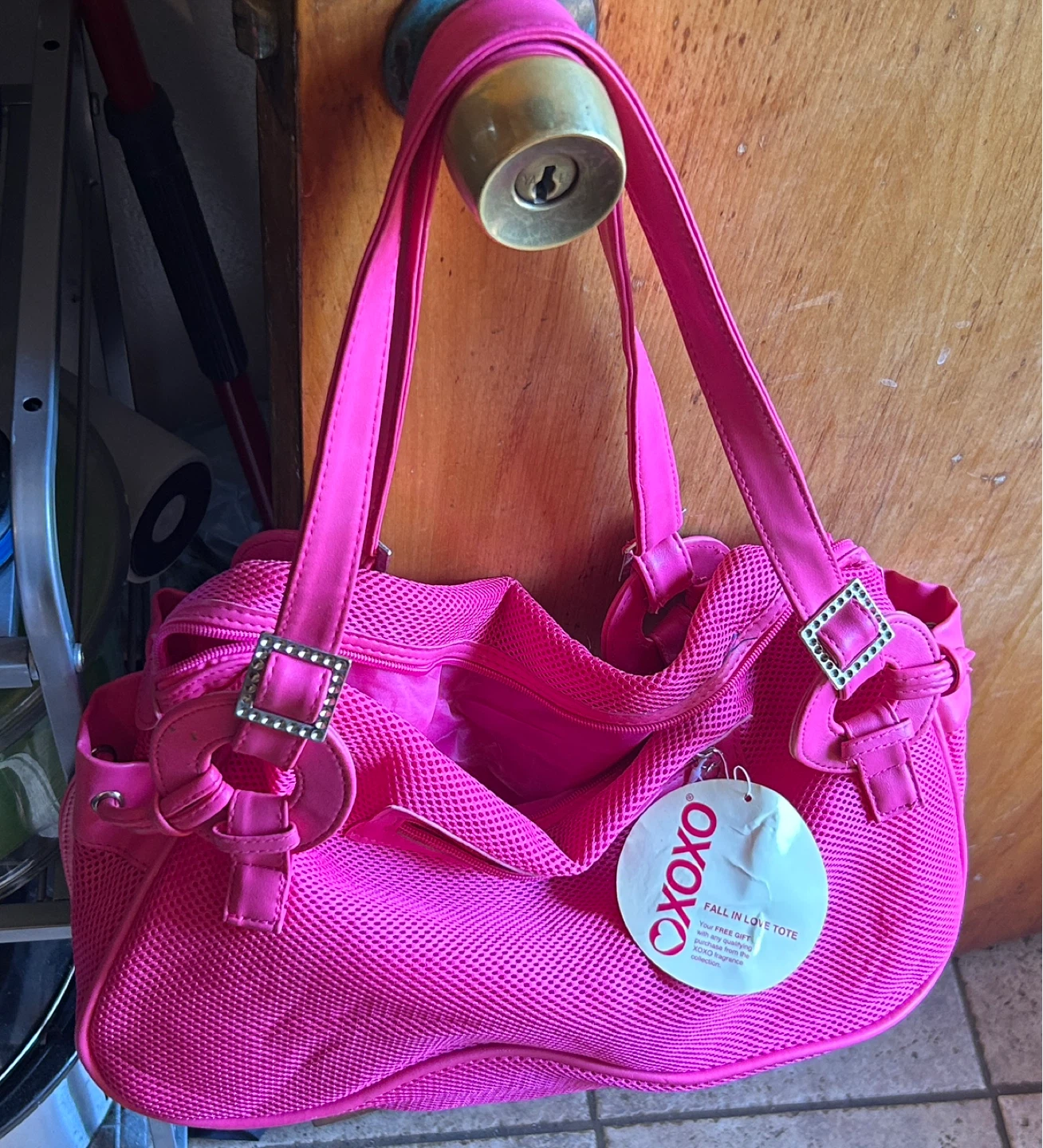 XOXO Pink Mesh Fall In Love Tote Handbag - photo 4