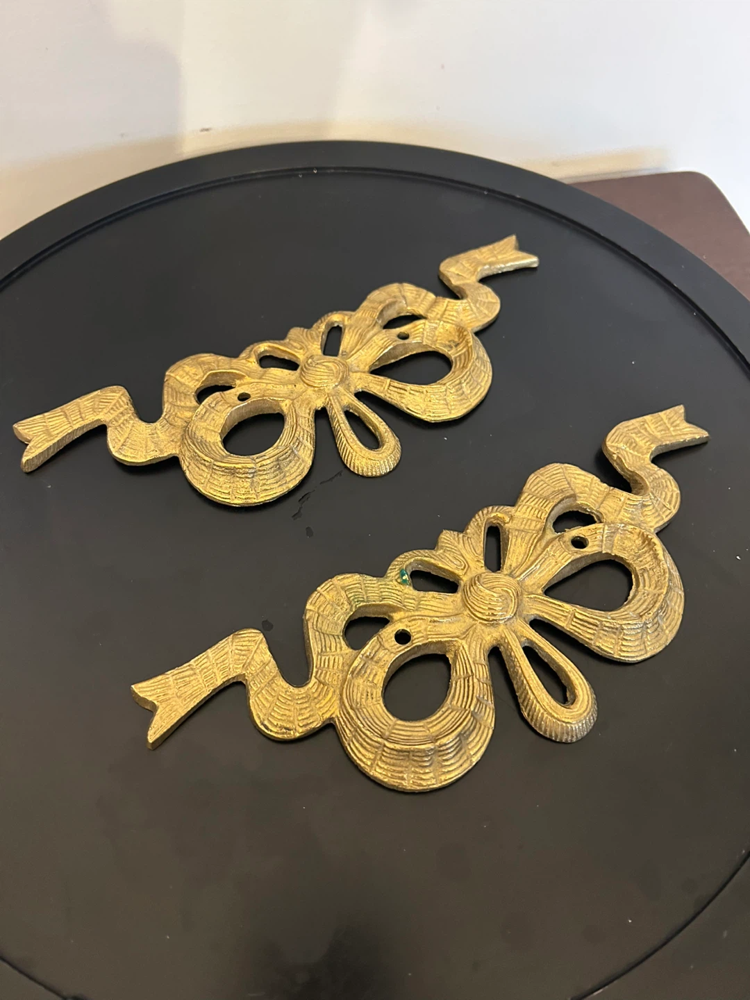 Vintage Hollywood Regency Solid Brass  Wall Appliques – Pair