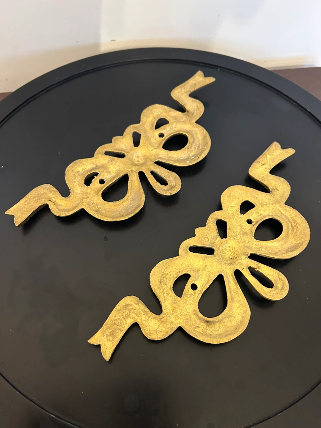 Vintage Hollywood Regency Solid Brass  Wall Appliques – Pair - photo 3