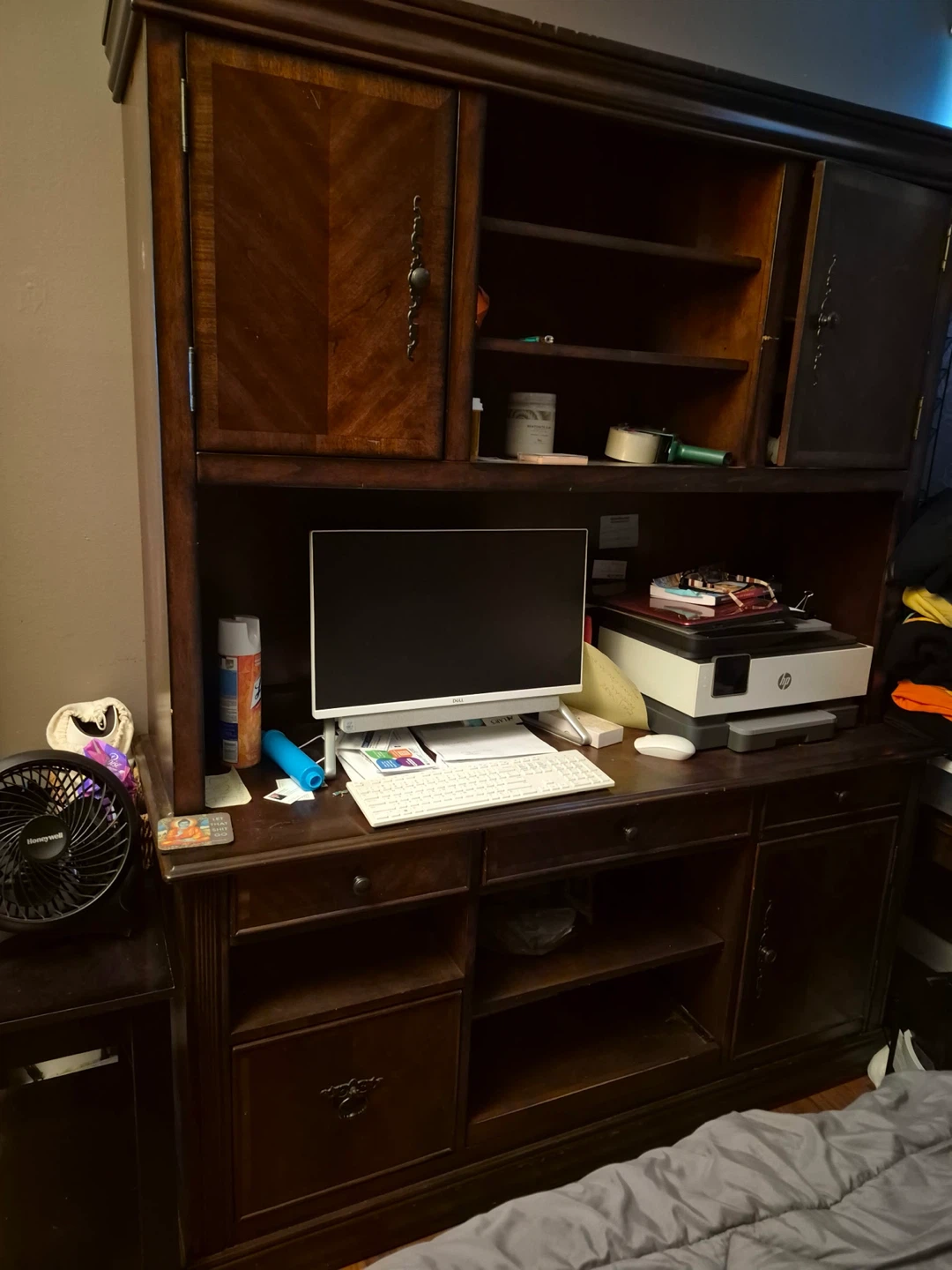 Wooden Desk with Hutch