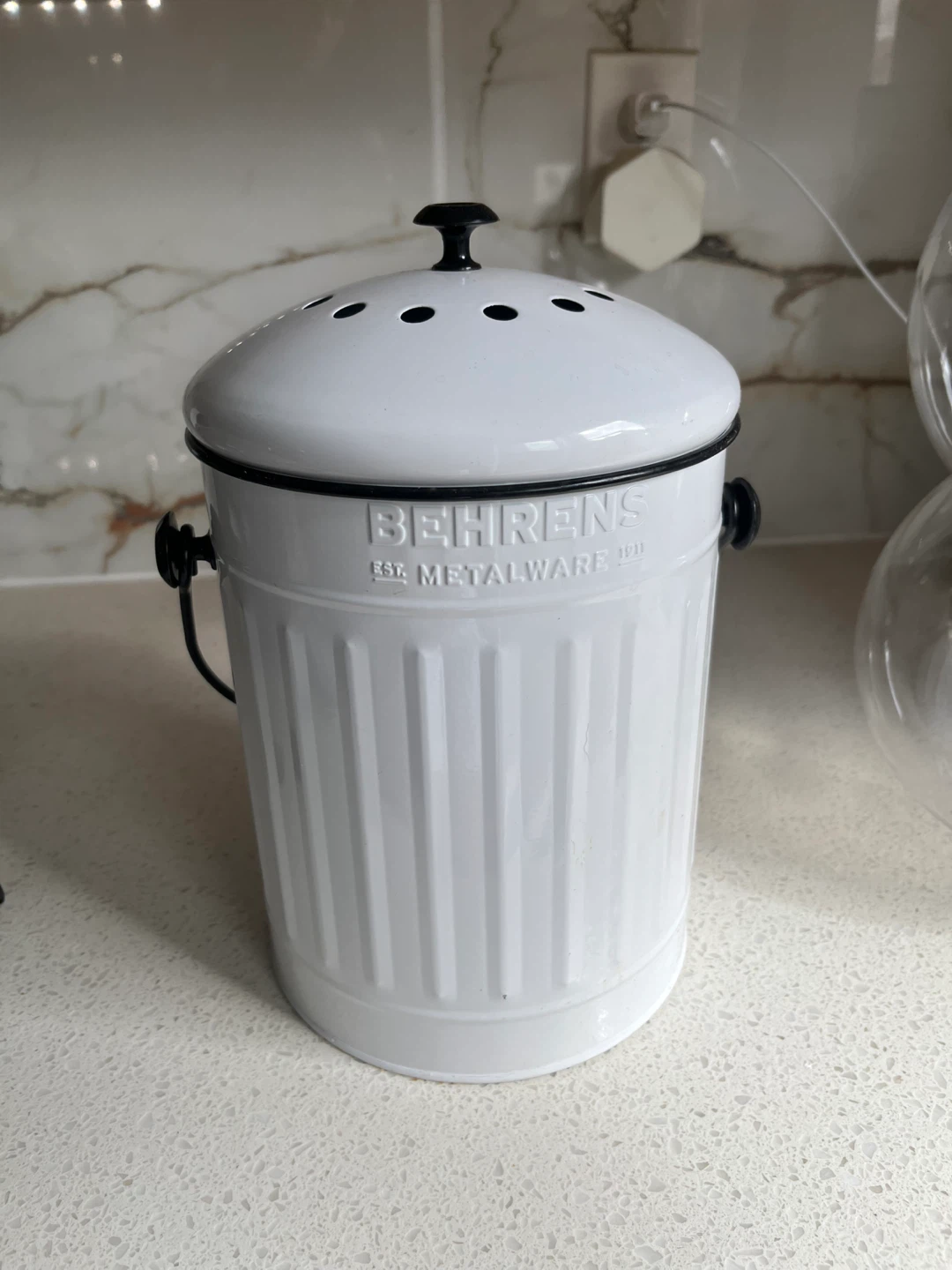 Behrens White Metal Compost Bin