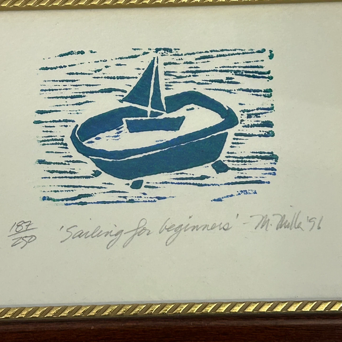 “Sailing for Beginners” Limited Edition Linocut Print(1996) - photo 3