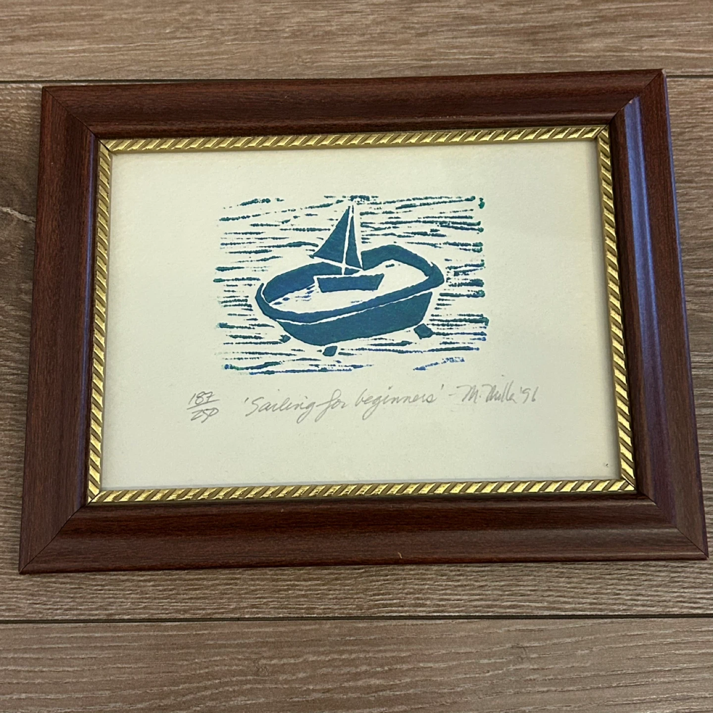 “Sailing for Beginners” Limited Edition Linocut Print(1996)