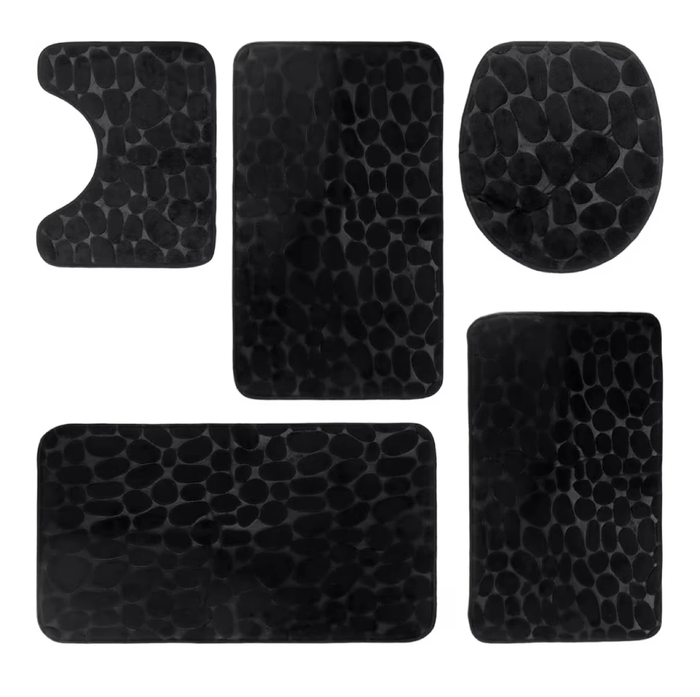 Black Pebble Bath Mat Set (5-Piece)