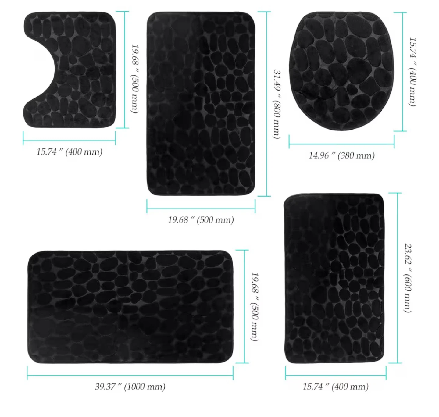 Black Pebble Bath Mat Set (5-Piece) - photo 3