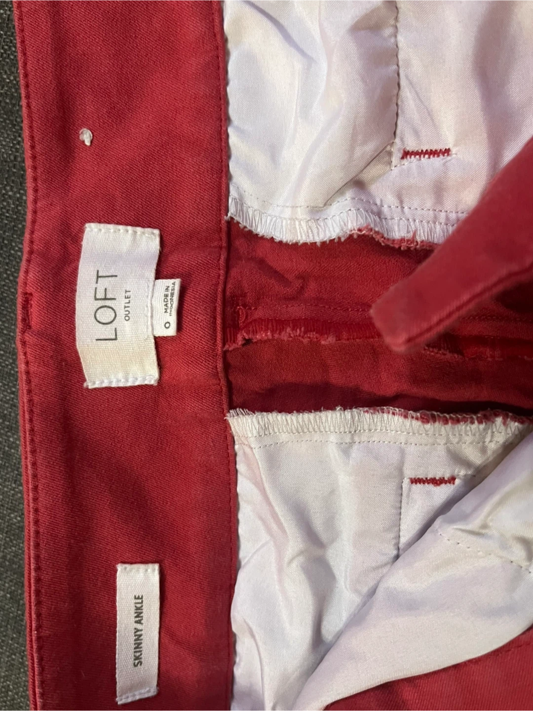 LOFT Red Skinny Ankle Pants