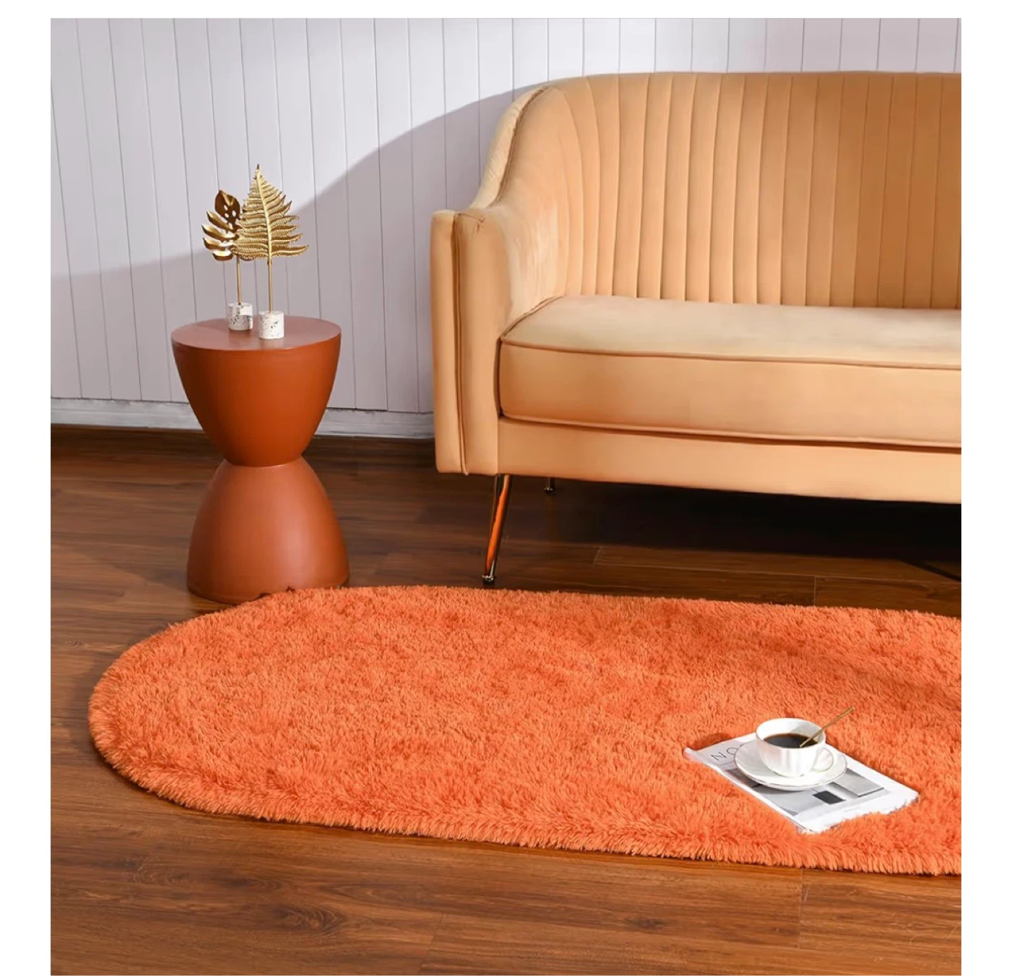Orange Oval Shag Rug - photo 3