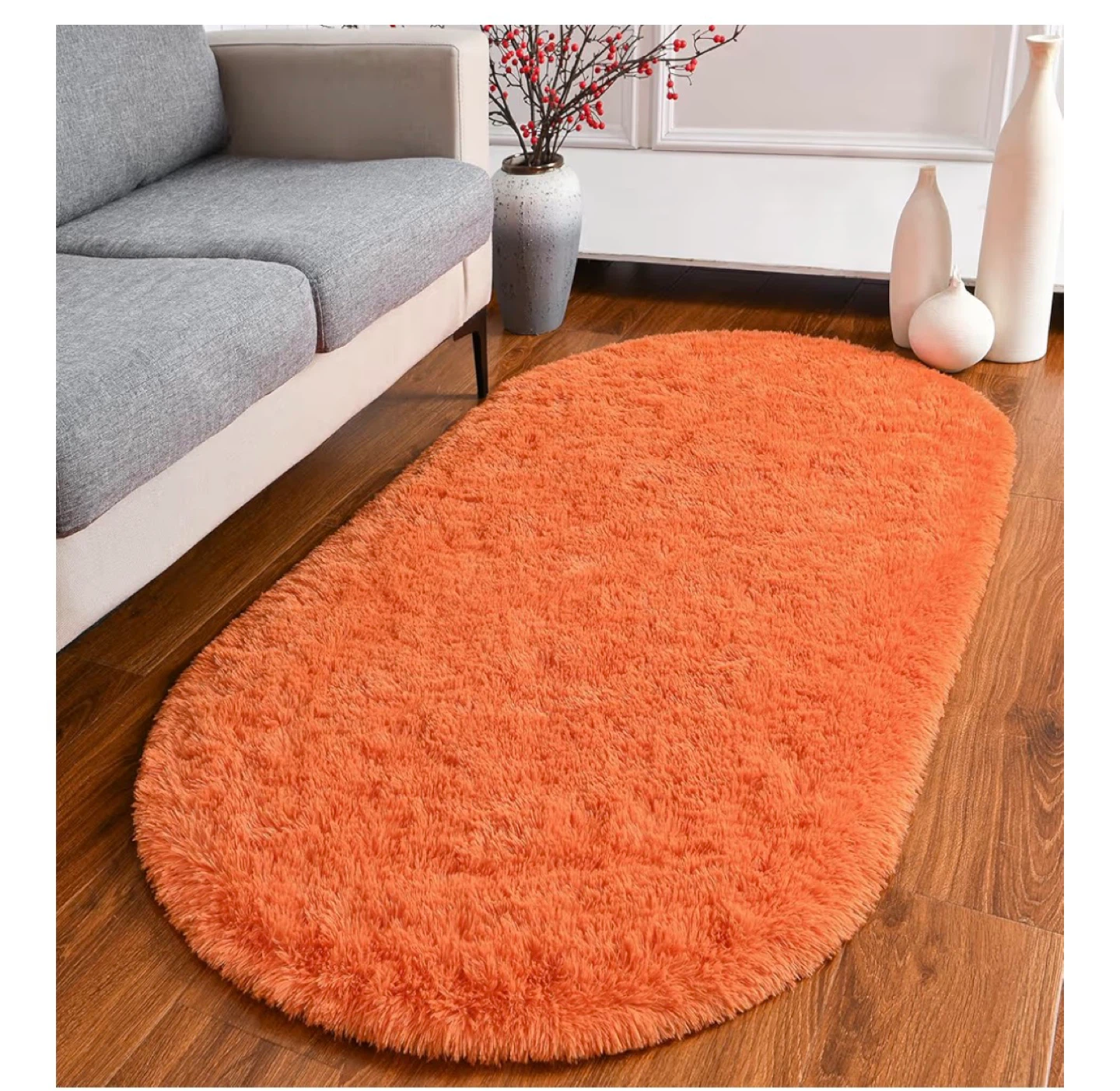 Orange Oval Shag Rug - photo 2