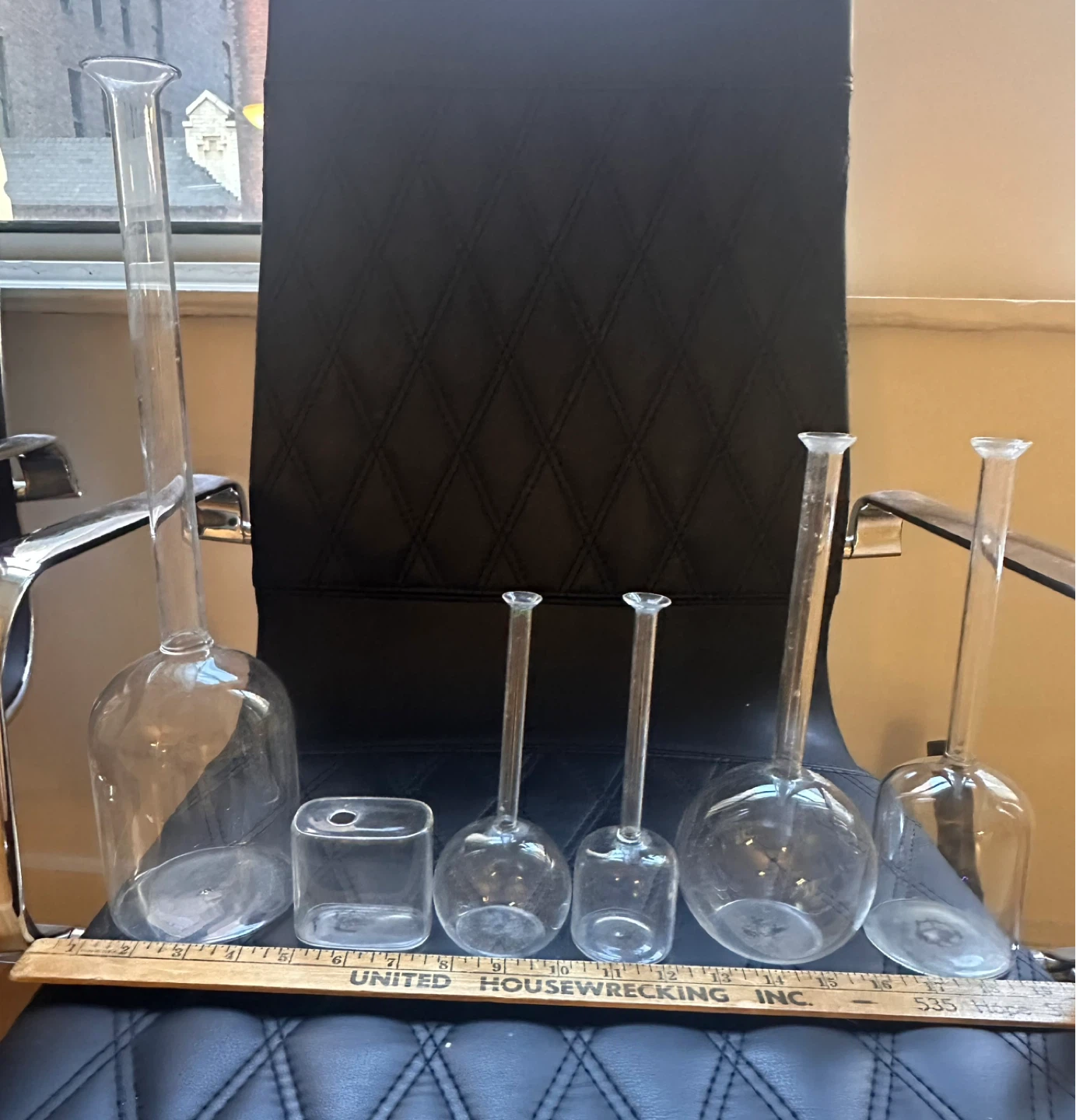 Clear glass lab vases set - photo 3
