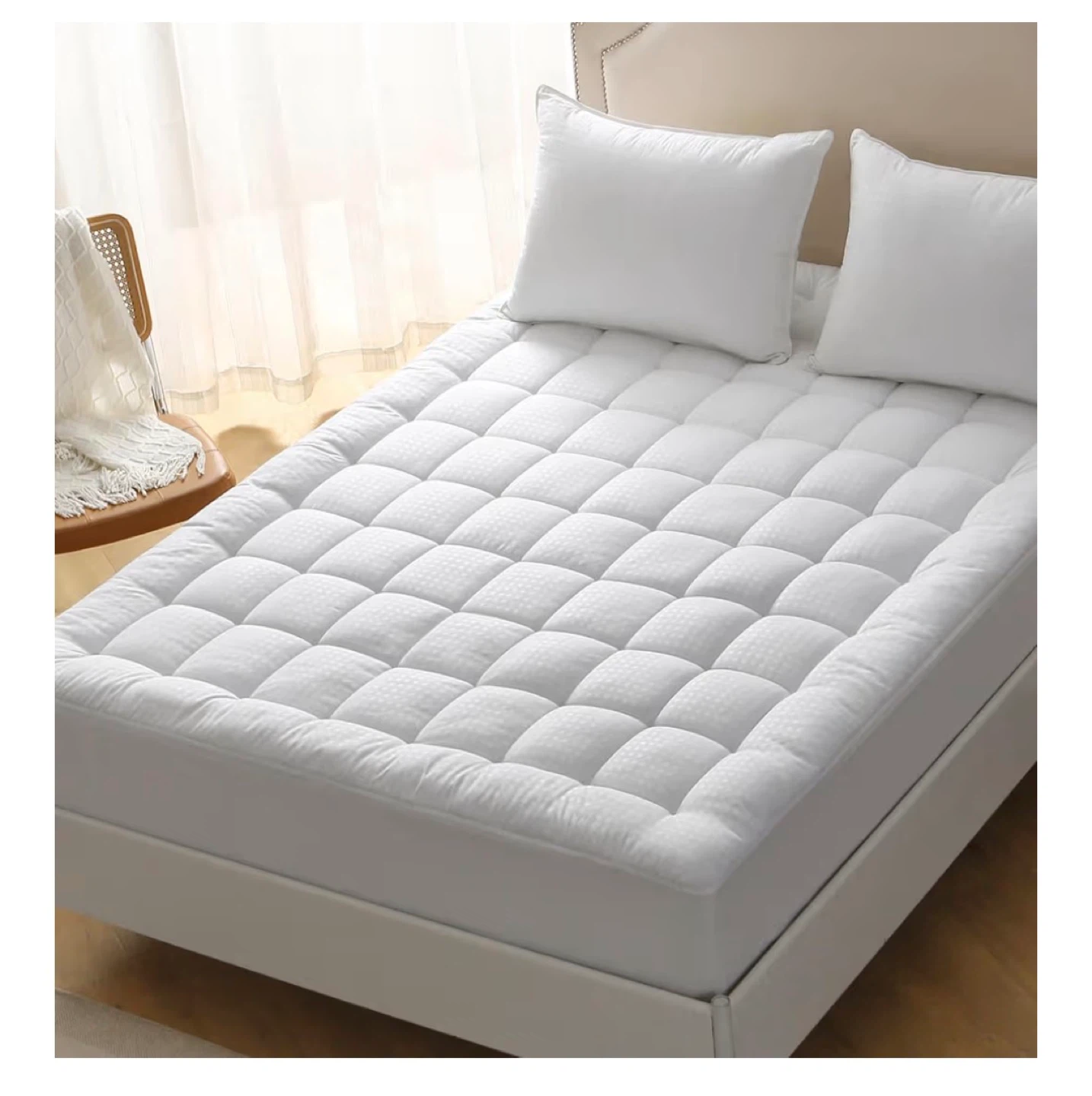 White Quilted Mattress Topper twin size - photo 2