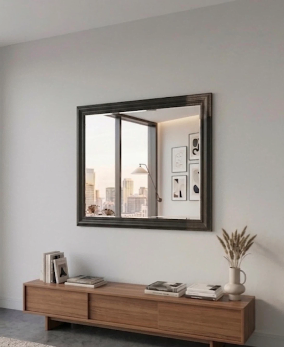 Decorative Wall Mirror with Dark Frame