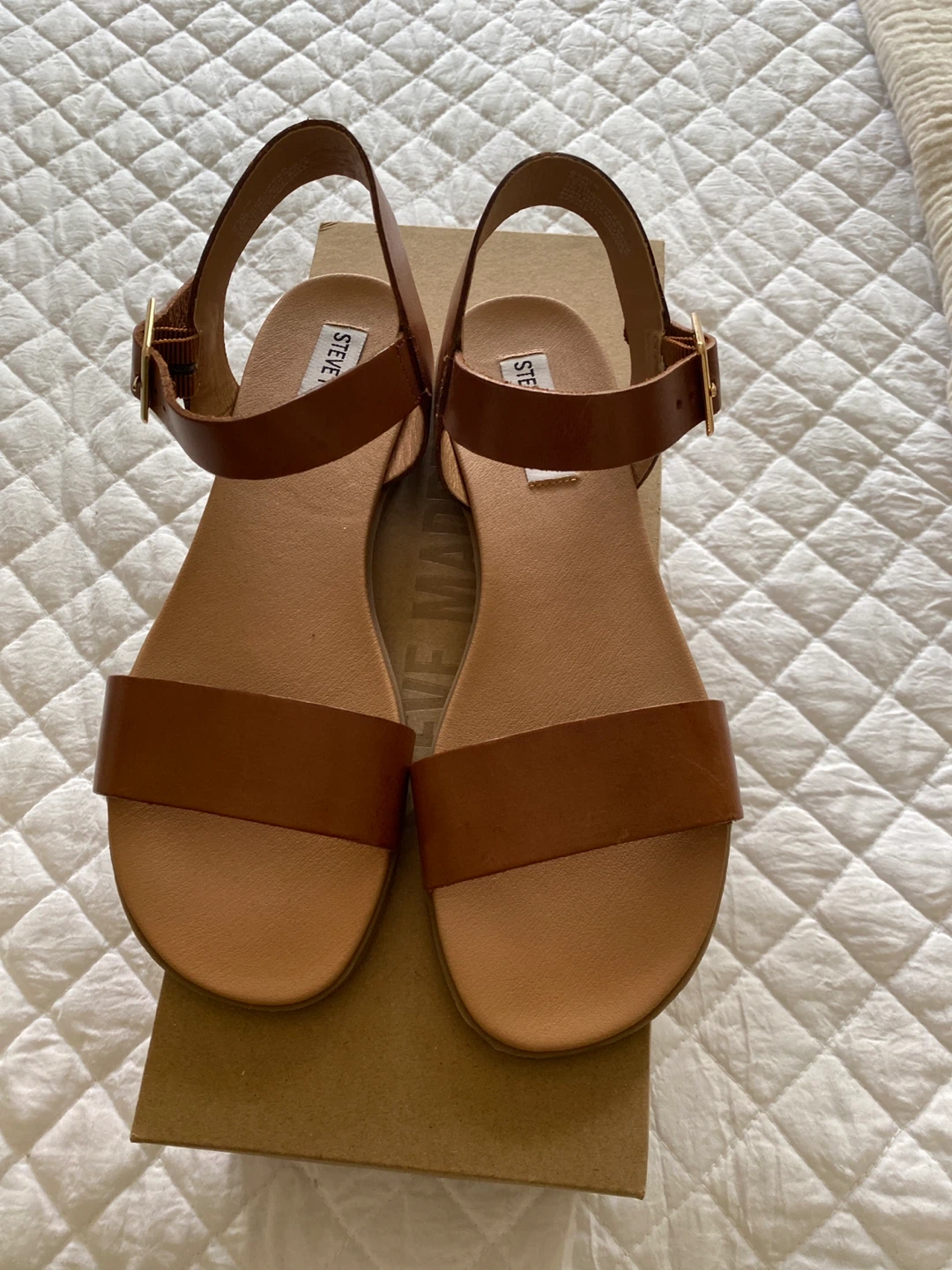 Steve Madden Blair Tan Leather Flat Sandals Size 6.5 - photo 2