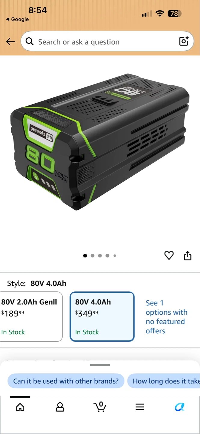 Greenworks 80V 4.0 Ah Battery