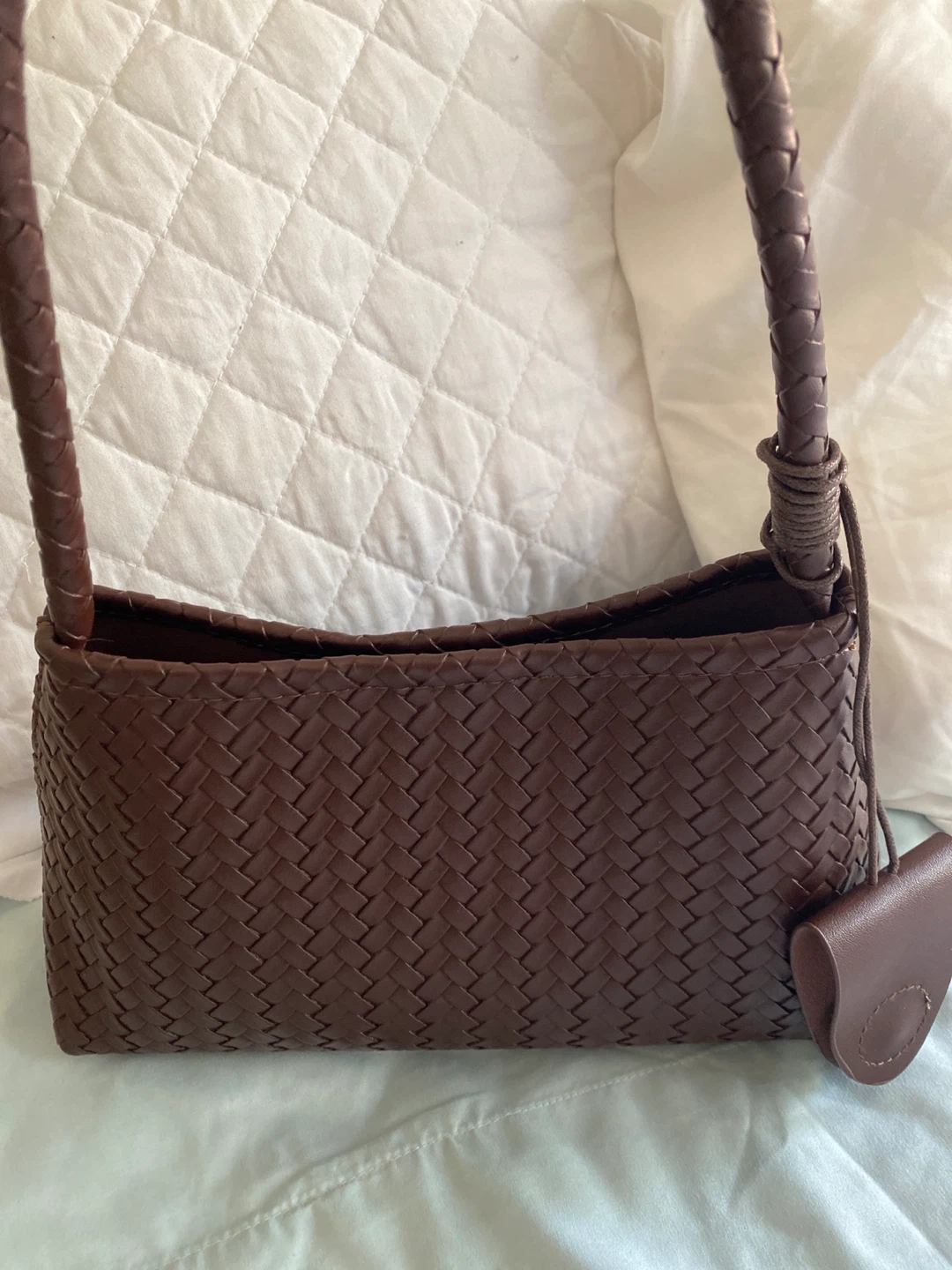 Brown Woven Shoulder Bag with Matching Pouch - photo 2
