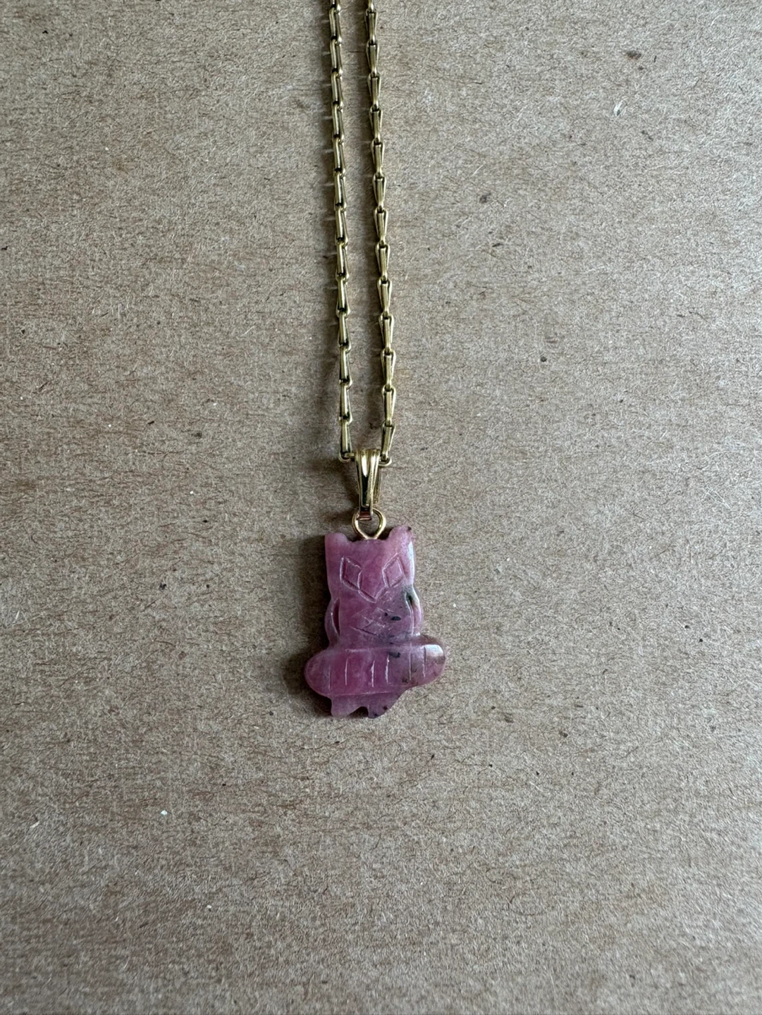 Carved Stone Owl Pendant Necklace