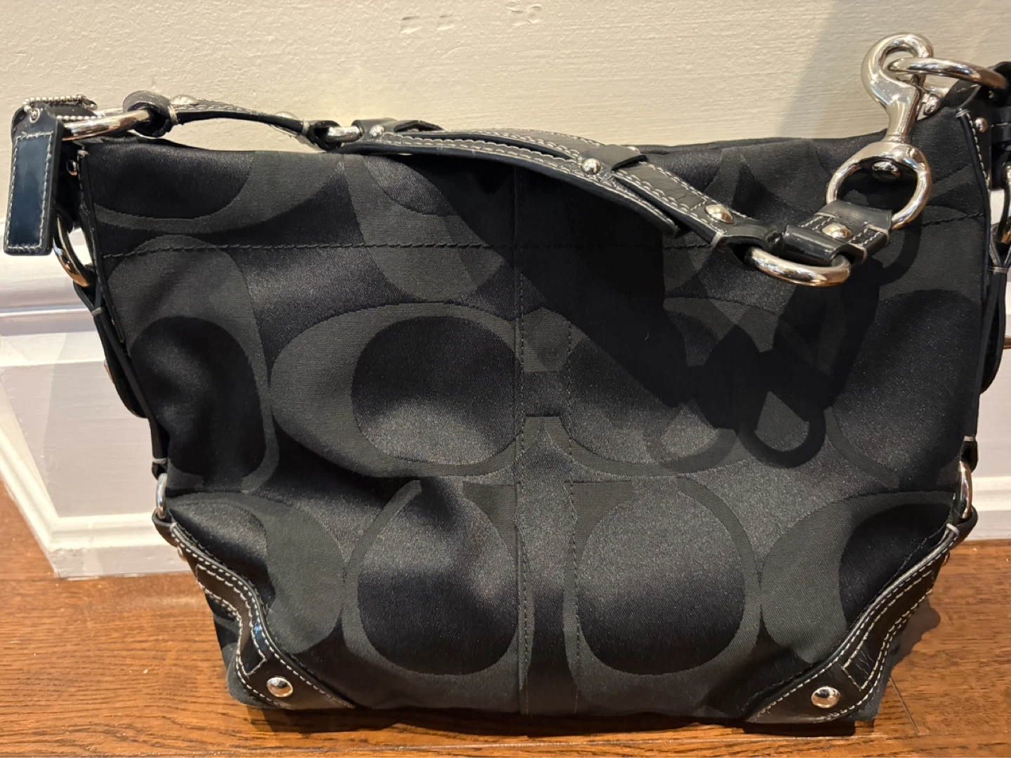 Coach Black Monogram Shoulder Bag