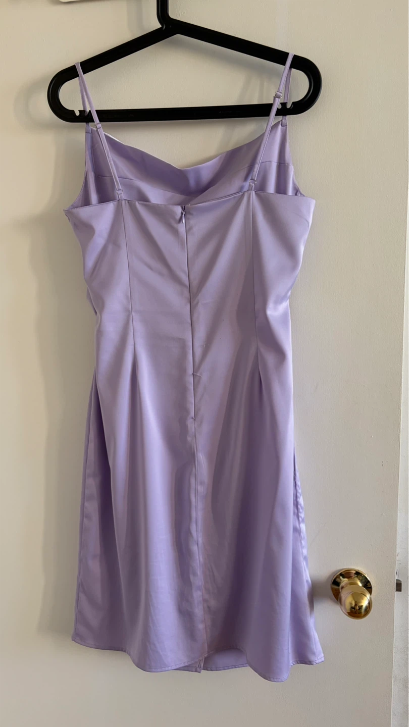 YaYa & co. Lavender Satin Ruched Dress - Size M - photo 2
