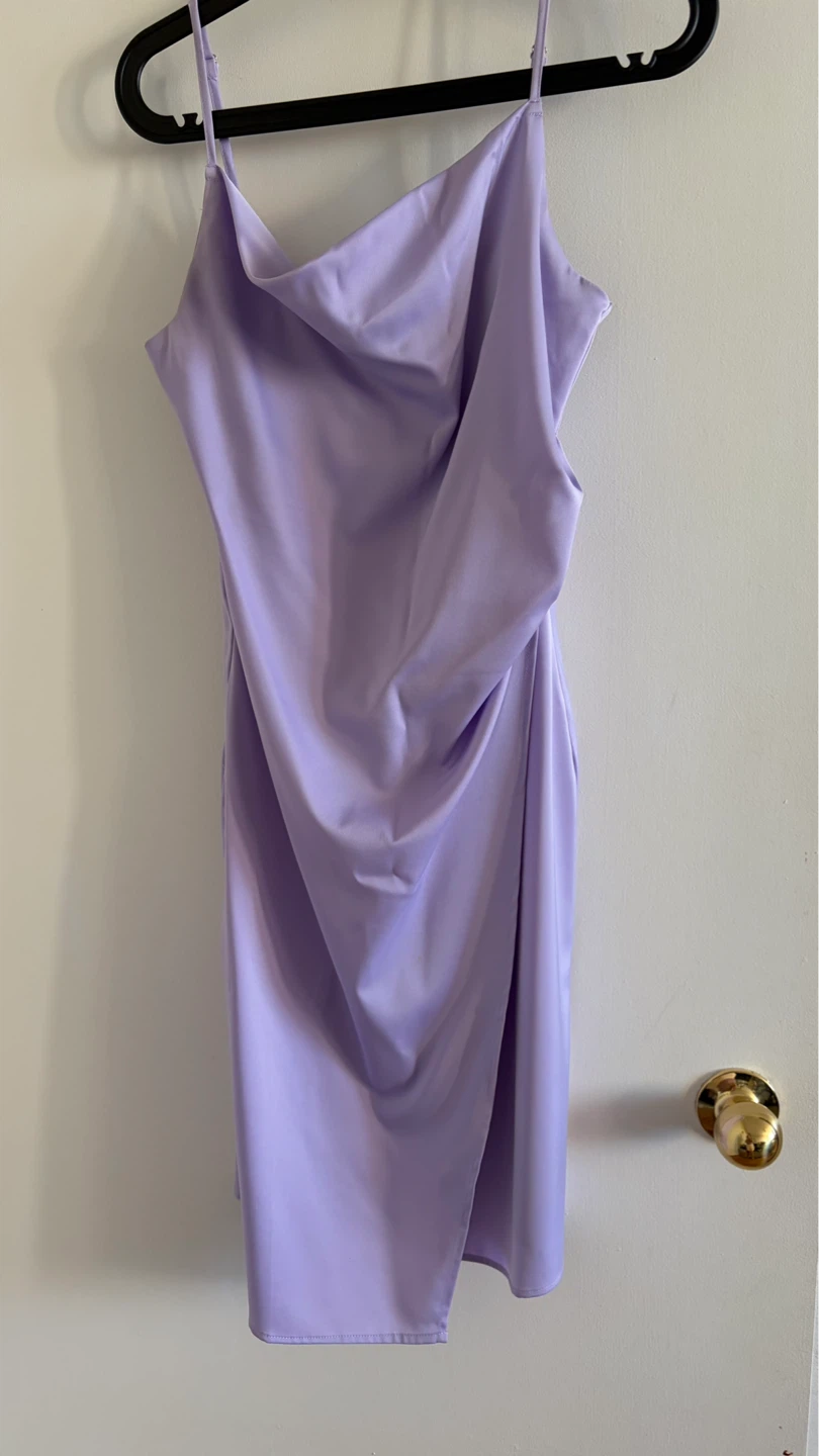 YaYa & co. Lavender Satin Ruched Dress - Size M