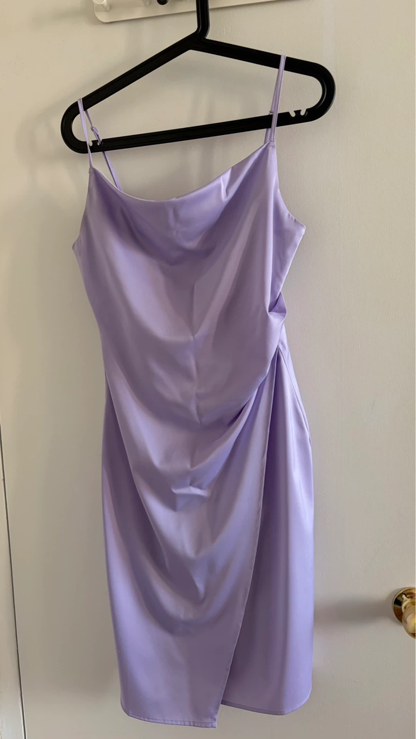 YaYa & co. Lavender Satin Ruched Dress - Size M - photo 3