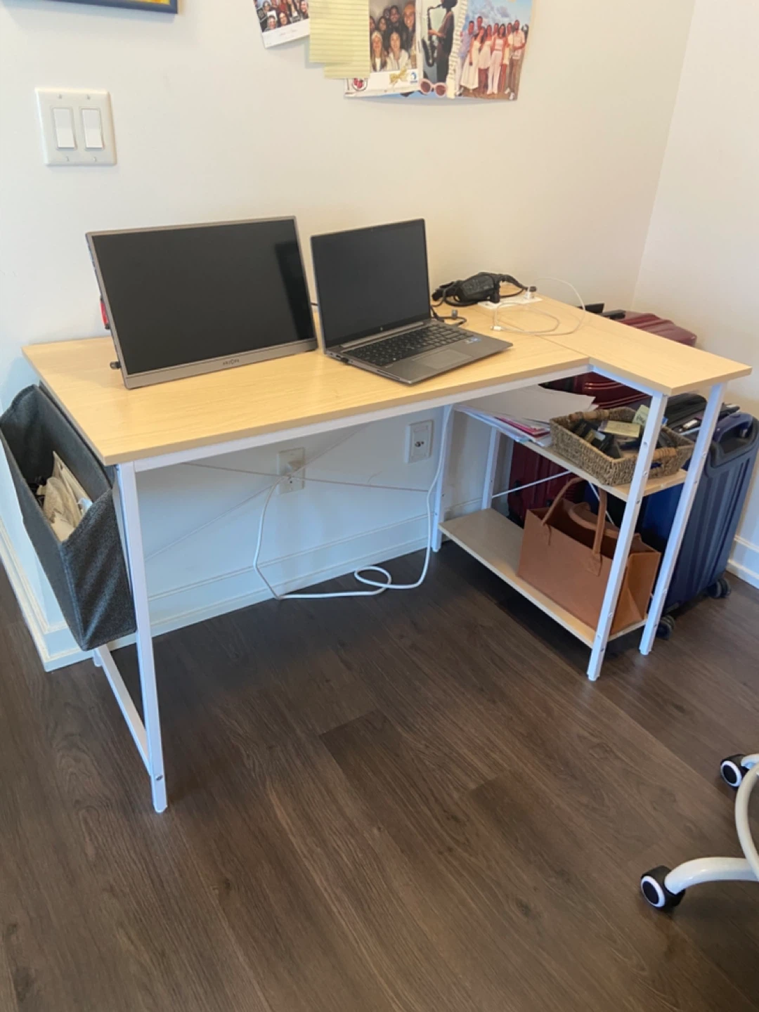 L-Shaped Corner Desk with Storage Bag