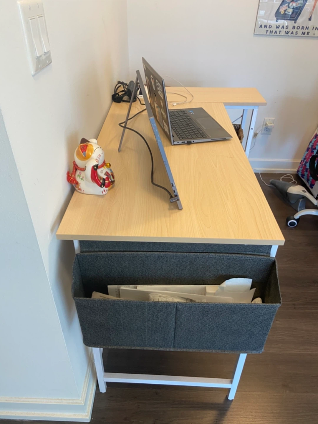 L-Shaped Corner Desk with Storage Bag - photo 2