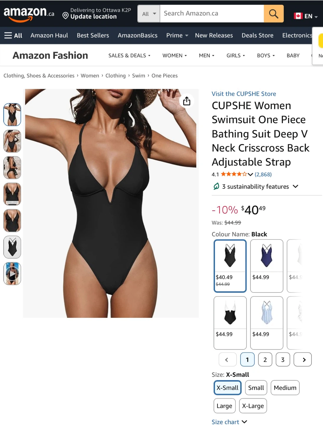 NWT Women's Black One Piece swim suit L