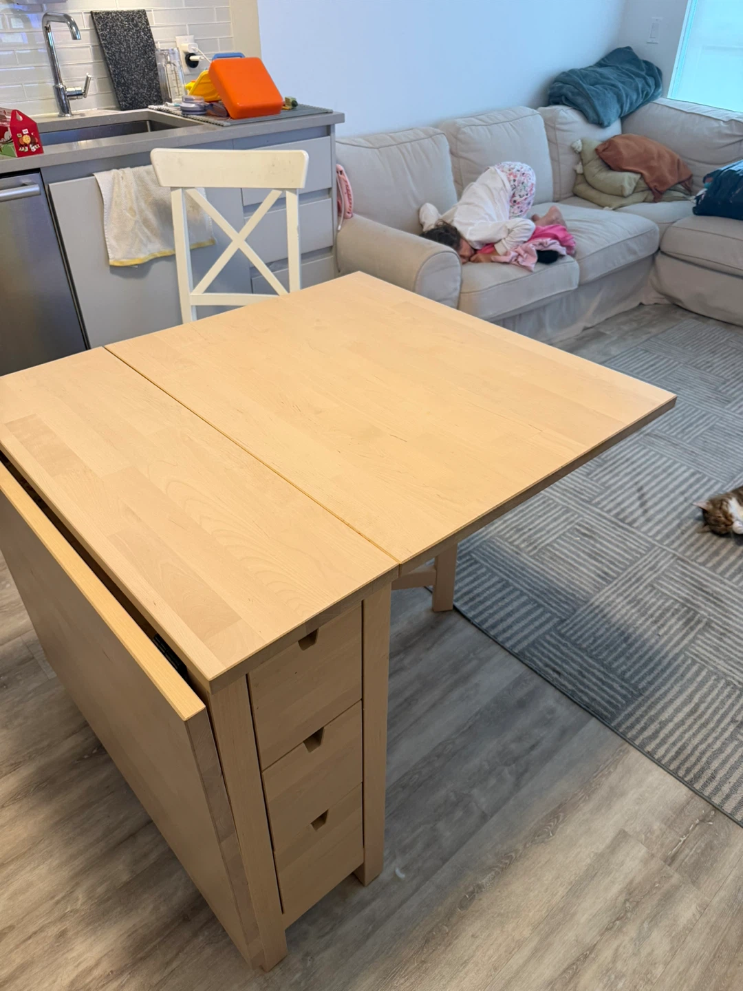 IKEA Drop-Leaf Table with Drawers - photo 2