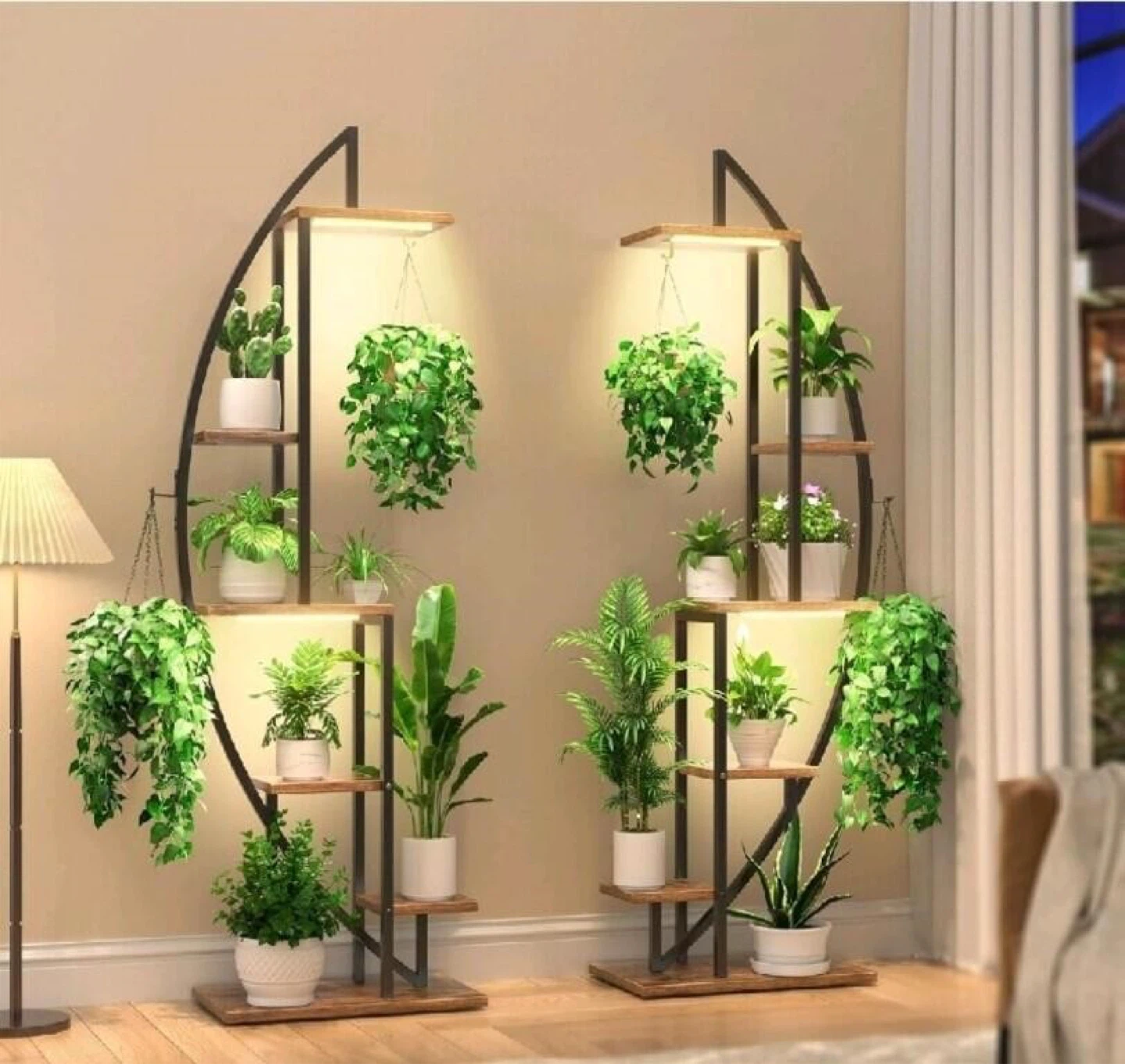 Half Moon Plant Stand with Grow Lights