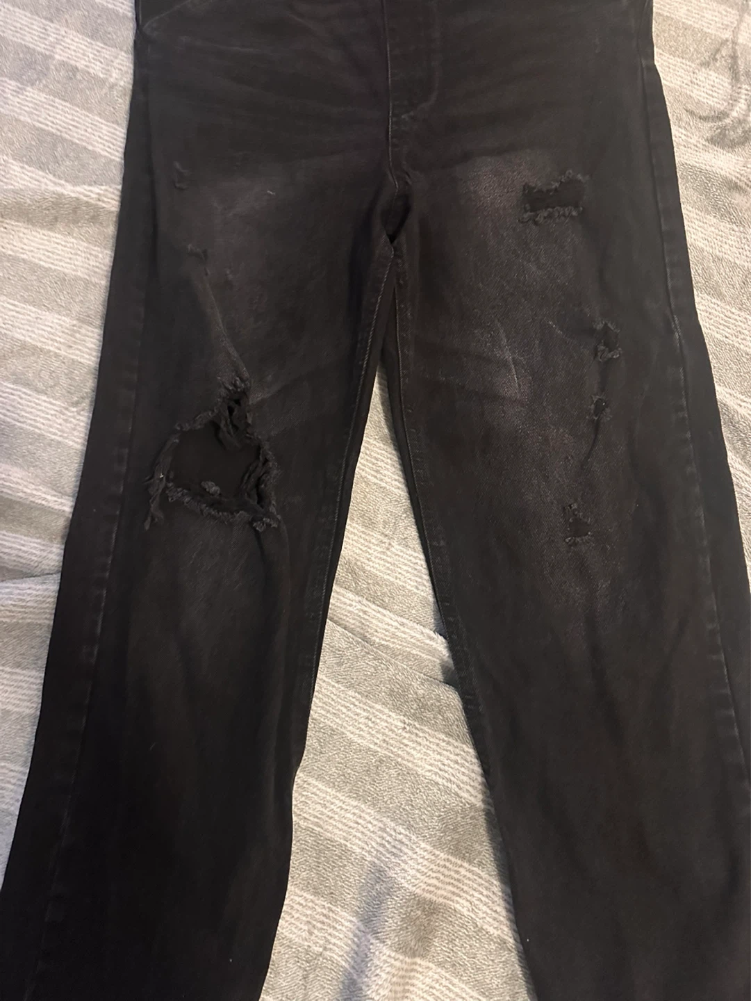 Black Distressed Denim Overalls - photo 2