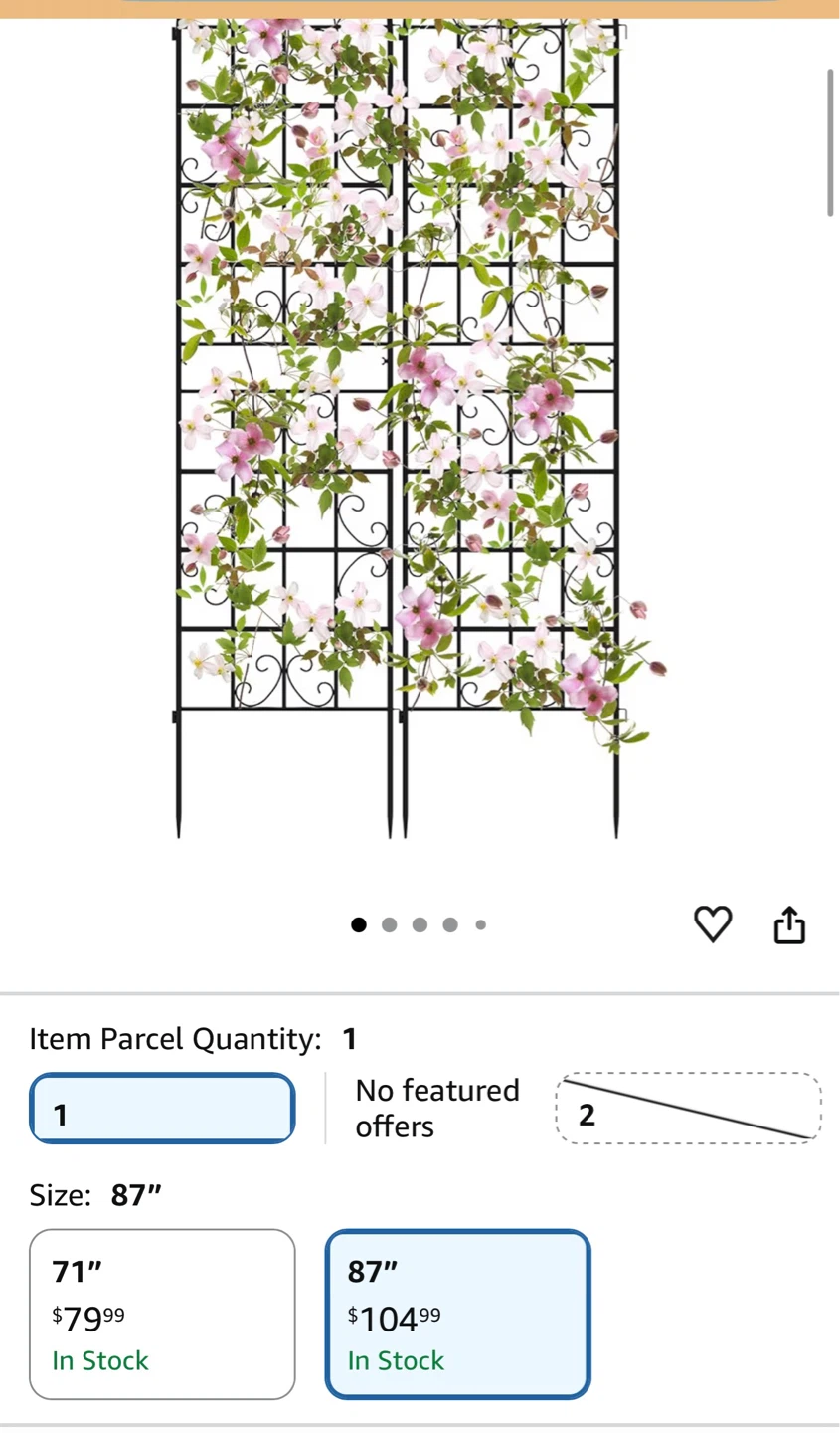 Happygrill 2 Pack Metal Garden Trellis - 87" x 20" - photo 2