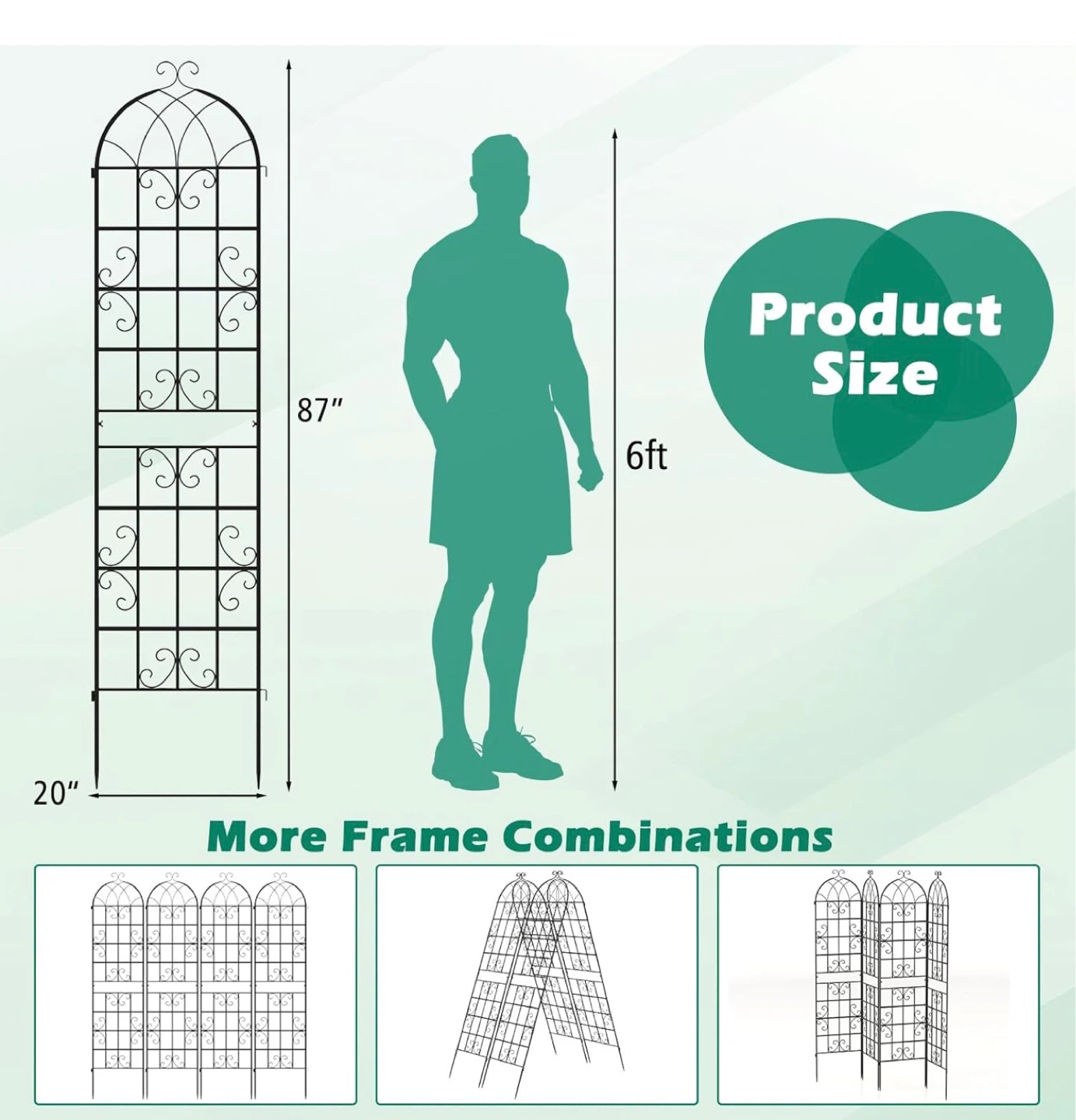 Happygrill 2 Pack Metal Garden Trellis - 87" x 20" - photo 4
