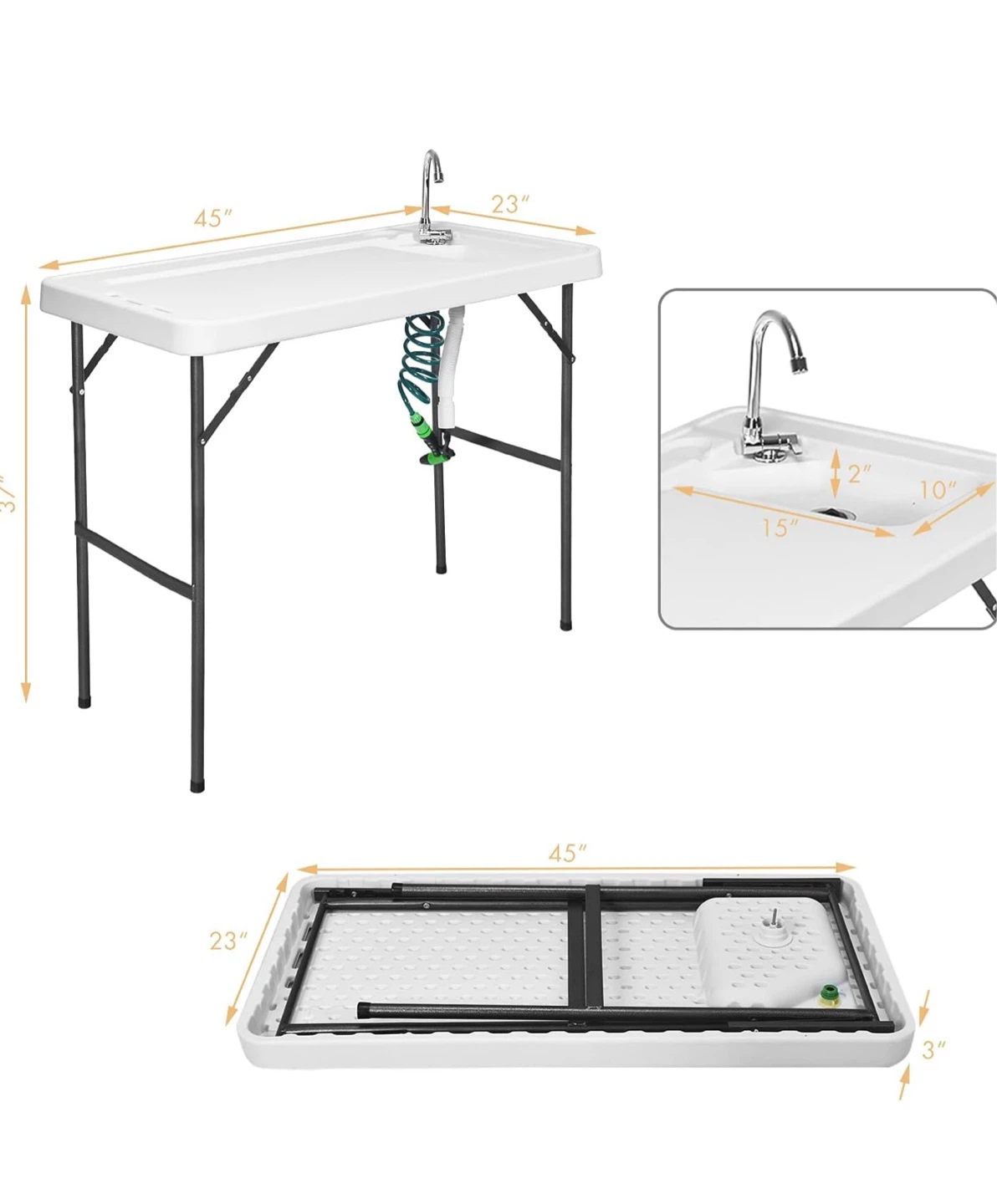 Folding Cleaning Table with Sink and Spray Nozzle - photo 3
